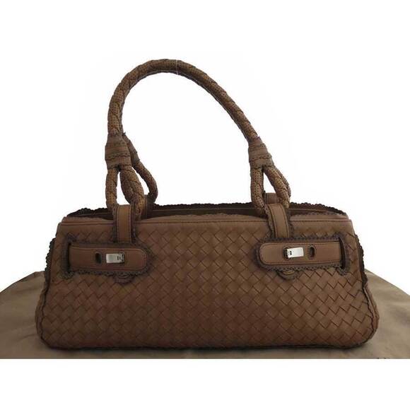 Bottega Veneta Handbags - Bottega Veneta Intrecciato Leather Handbag Shoulder Bag Brown